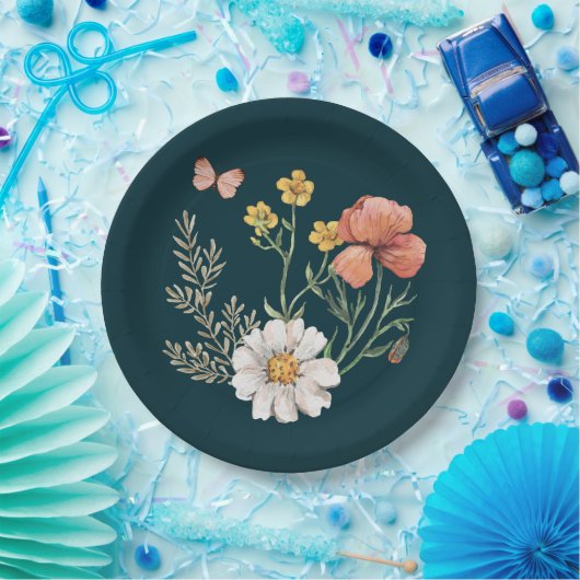 Assiettes En Carton Fleur sauvage botanique Boho  (Fête)