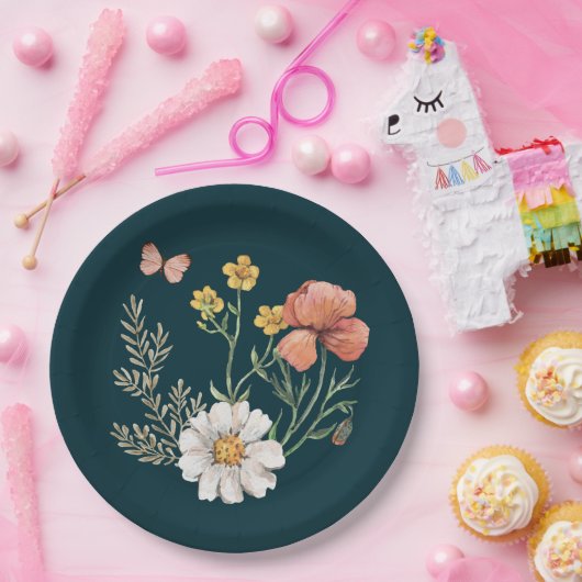 Assiettes En Carton Fleur sauvage botanique Boho  (Fête)