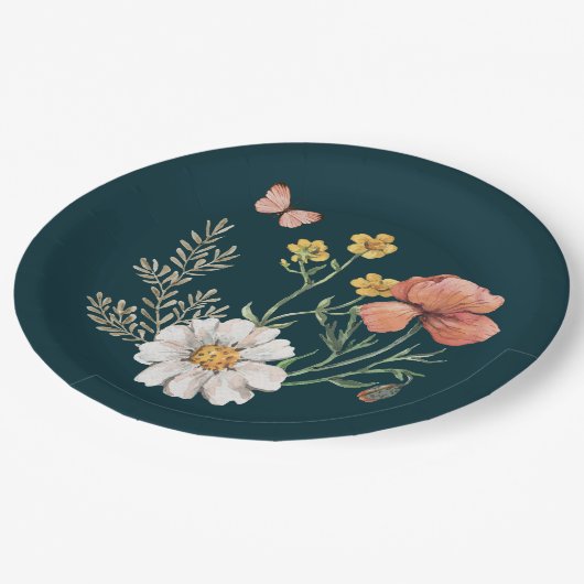 Assiettes En Carton Fleur sauvage botanique Boho (Angle)