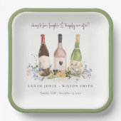 Assiettes En Carton Fleur sauvage Cheers to Love Wine Bottts Mariage (Recto)