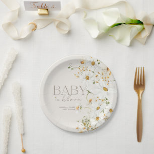 Assiettes En Carton Fleur sauvage Daisy Boho bébé dans douche fleurie