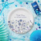 Assiettes En Carton Fleur sauvage d'aquarelle bleu Meadow (Fête)