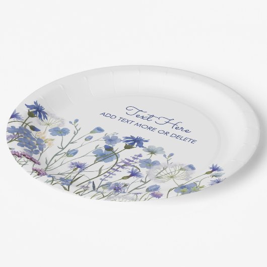 Assiettes En Carton Fleur sauvage d'aquarelle bleu Meadow (Angle)