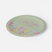 Assiettes En Carton Fleur sauvage d'aquarelle verte Sage Anniversaire (Angle)