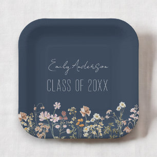 Assiettes En Carton Fleur sauvage de grade Marine Bleu Grad Moderne