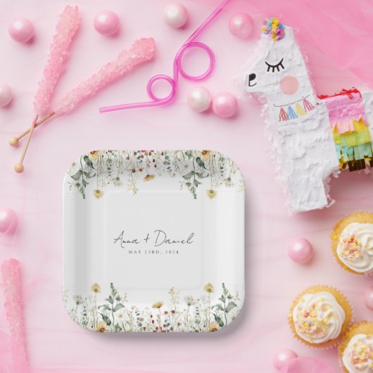 Assiettes En Carton Fleur sauvage d'été Mariage de terrain (Fête)