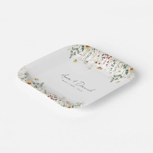 Assiettes En Carton Fleur sauvage d'été Mariage de terrain (Angulaire)