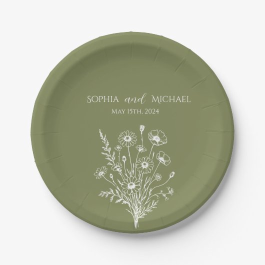 Assiettes En Carton Fleur sauvage Elegance-Mariage (Devant)