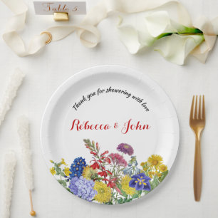 Assiettes En Carton Fleur sauvage en Baby shower floral d'aquarelle de