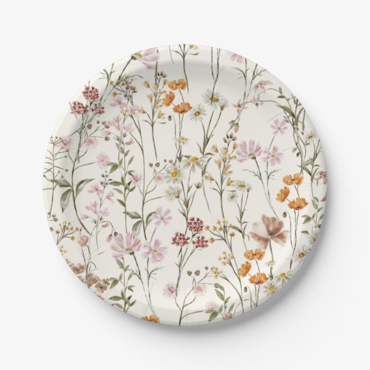 Assiettes En Carton Fleur sauvage en terre cuite Mariage Boho dans le (Devant)