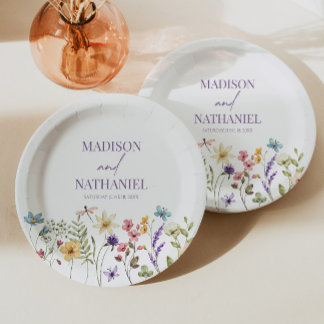 Assiettes En Carton Fleur sauvage Fleur Fleur Flore Jardin Mariage