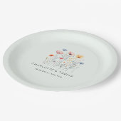 Assiettes En Carton Fleur sauvage frais | Mariage vert clair (Angle)