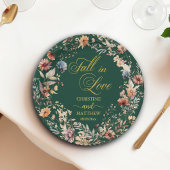 Assiettes En Carton Fleur sauvage Gold 'Fall in Love' Mariage élégant