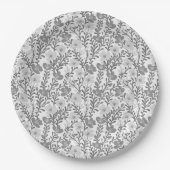 Assiettes En Carton Fleur sauvage Gris fleurit Floral Baby shower pers (Devant)