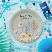 Assiettes En Carton Fleur sauvage Mariage Sage Green Dusty (Fête)