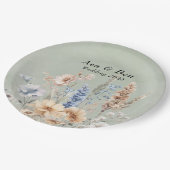 Assiettes En Carton Fleur sauvage Mariage Sage Green Dusty (Angle)