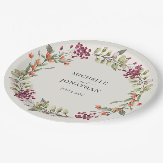 Assiettes En Carton Fleur sauvage Meadow Ecru Mariage (Angle)