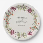 Assiettes En Carton Fleur sauvage Meadow Ecru Mariage (Devant)