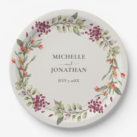 Assiettes En Carton Fleur sauvage Meadow Ecru Mariage (Devant)