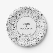 Assiettes En Carton Fleur sauvage Monochrome Mariage moderne (Devant)