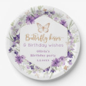 Assiettes En Carton Fleur sauvage papillon violet anniversaire Bienven (Devant)
