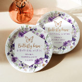 Assiettes En Carton Fleur sauvage papillon violet anniversaire Bienven