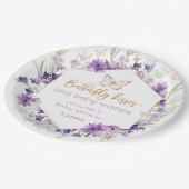 Assiettes En Carton Fleur sauvage papillon violet embrasse baby shower (Angle)
