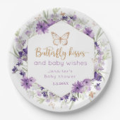 Assiettes En Carton Fleur sauvage papillon violet embrasse baby shower (Devant)