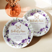Assiettes En Carton Fleur sauvage papillon violet embrasse baby shower
