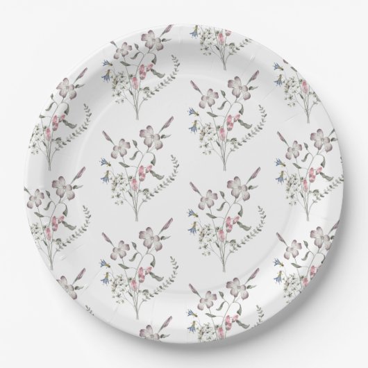 Assiettes En Carton Fleur sauvage Pastel (Devant)