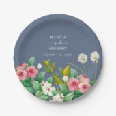 Assiettes En Carton Fleur sauvage Periwinkle Dusty Blue Mariage (Devant)