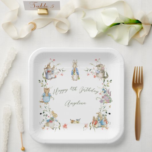Assiettes En Carton Fleur sauvage Peter le lapin Anniversaire Grand (Mariage)