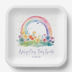 Assiettes En Carton Fleur sauvage Rainbow Baby Girl Sprinkle