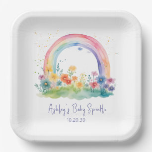 Assiettes En Carton Fleur sauvage Rainbow Baby Girl Sprinkle