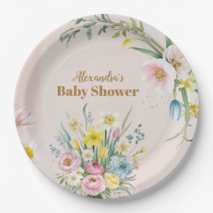 Assiettes En Carton Fleur sauvage rose Dusty bébé en fleur