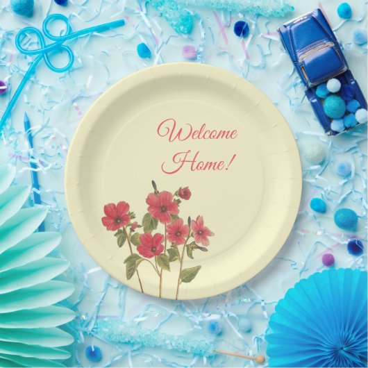 Assiettes En Carton Fleur sauvage rose et jaune Accueil Floral (Fête)