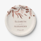 Assiettes En Carton Fleur sauvage Rose Gold Foil Mariage (Devant)