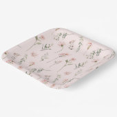 Assiettes En Carton Fleur sauvage rose sauge vert verdure fête (Angulaire)