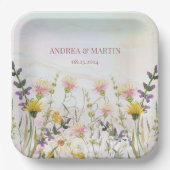 Assiettes En Carton Fleur sauvage rustique Pastel Garden Mariage (Recto)