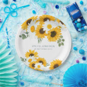 Assiettes En Carton Fleur sauvage rustique Tournesols Noms Date Mariag (Fête)