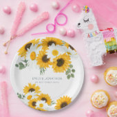 Assiettes En Carton Fleur sauvage rustique Tournesols Noms Date Mariag (Fête)