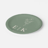Assiettes En Carton Fleur sauvage Sage Green Mariage Boho (Angle)