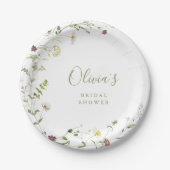 Assiettes En Carton Fleur sauvage Sage Green Rustic Boho Fête des mari (Devant)