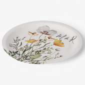 Assiettes En Carton Fleur sauvage séché par un monogramme personnalisé (Angle)