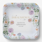Assiettes En Carton Fleur sauvage Spring Floral Bleu n Fête des mariée (Recto)