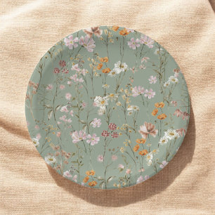 Assiettes En Carton Fleur sauvage Vert Sage Mariage Boho Dans Bloom Ga