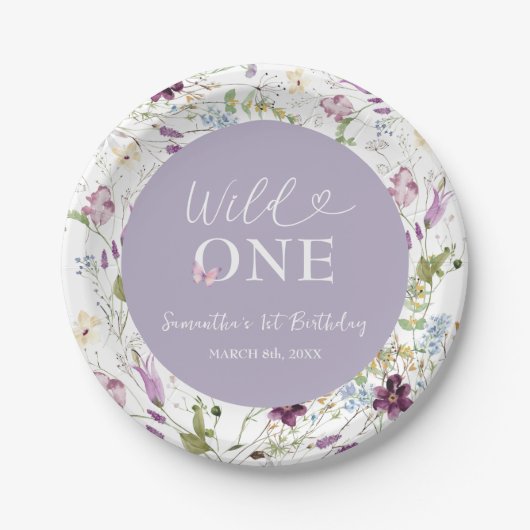 Assiettes En Carton Fleur sauvage Wild ONE Butterfly Garden Party (Devant)