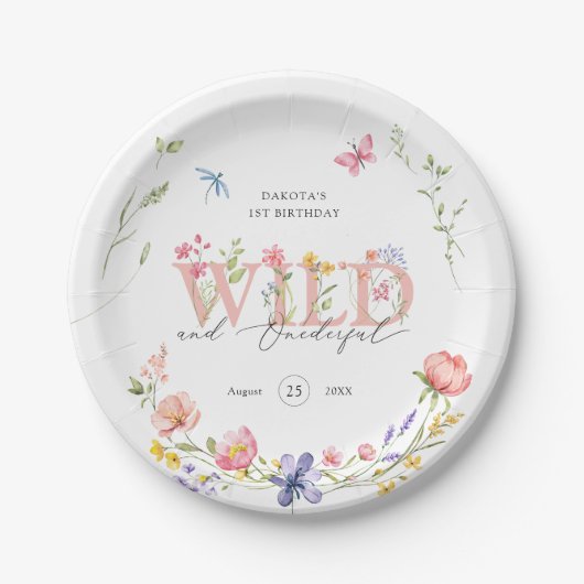 Assiettes En Carton Fleur sauvage Wild & Onederday 1er anniversaire (Devant)