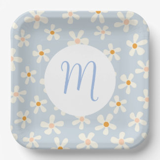 Assiettes En Carton Fleur simple marguerite bleu et blanc sur mesure i