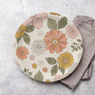 Assiettes En Carton Fleur Super   Boho   les années 70 thème